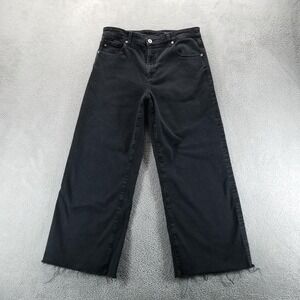 AG Jeans Womens 30 Black Saige Wide Leg Crop High Rise Raw Hem Boho